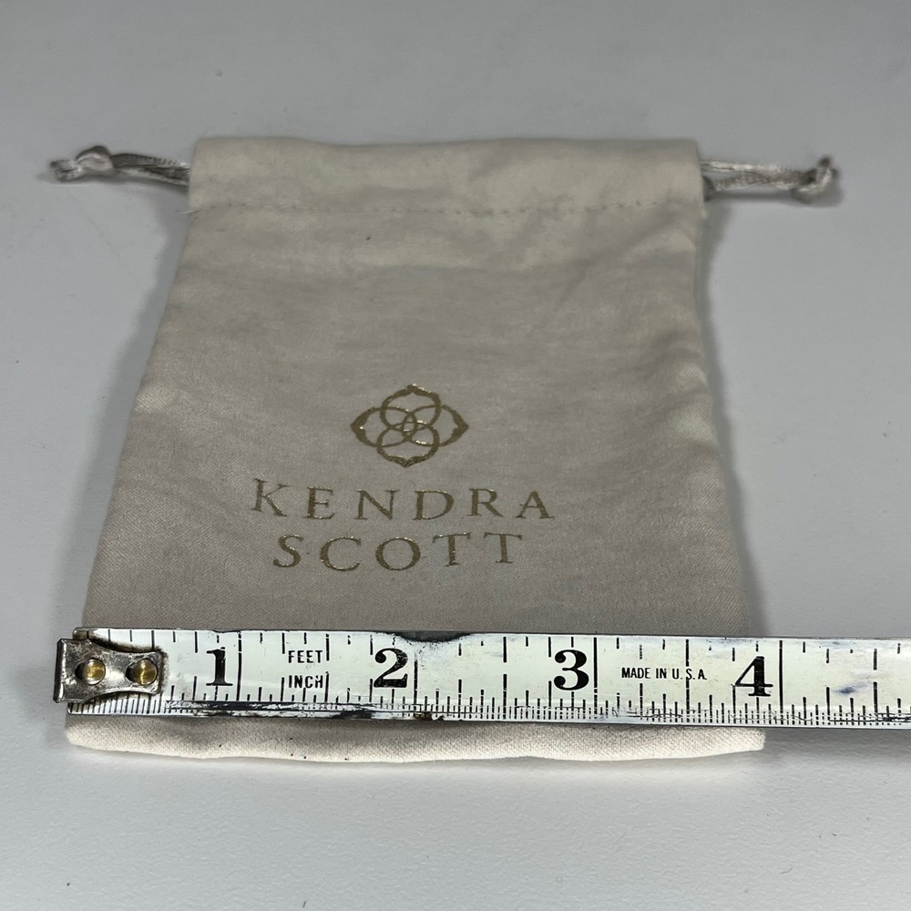 Kendra Scott Small Jewelry Pouch Cream Gold Logo Drawstring Dust Bag 4x5.5 - Picture 4 of 6